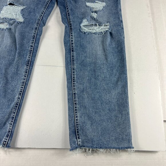 Edgely Jeans Women's 33x26* High Rise Straight Crop Blue Distressed Denim Tag 14 - Picture 4 of 16